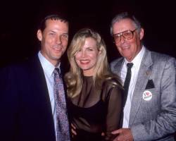 WESTWOOD, CA - JUNE 19:   Actress Kim Basinger, brother and father Donald attend the "Batman" Westwood Premiere on June 19, 1989 at the Mann Village & Bruin Theatres in Westwood, California. (Photo by Ron Galella, Ltd./Ron Galella Collection via Getty Images)