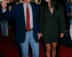 Actor Michael Keaton and actress Courteney Cox attending the premiere of 'Batman Returns' on June 16, 1992 at Mann Chinese Theater in Hollywood, California. (Photo by Ron Galella, Ltd./Ron Galella Collection via Getty Images)