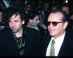 288329 10: Director Tim Burton and actor Jack Nicholson attend the premiere of "Mars Attacks" at Mann