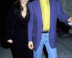 Courteney Cox and Michael Keaton during Wrap Party for "Batman Returns" - March 6, 1993 at Mayan Theater in Los Angeles, California, United States. (Photo by Ron Galella, Ltd./Ron Galella Collection via Getty Images)