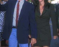 Michael Keaton and Courteney Cox at World Premiere of "Batman Returns" at Mann's Chinese Theatre in Hollywood, California on June 16, 1992 (Photo by Barry King/WireImage)