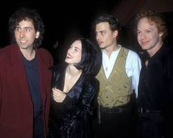 Tim Burton & Winona Ryder & Johnny Depp during "Edward Scissorhands" Premiere in Los Angeles, California, United States. (Photo by Barry King/WireImage)