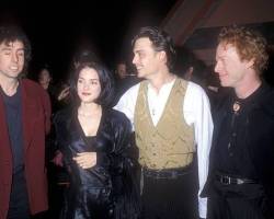 Tim Burton, Winona Ryder, Johnny Depp and Danny Elfman (Photo by Barry King/WireImage)