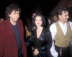 Tim Burton, Winona Ryder and Johnny Depp (Photo by Barry King/WireImage)