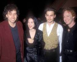 Tim Burton, Winona Ryder, Johnny Depp and Danny Elfman (Photo by Barry King/WireImage)