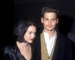 Winona Ryder and Johnny Depp during "Edward Scissorhands" Premiere in Los Angeles, California, United States. (Photo by Barry King/WireImage)