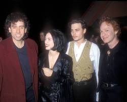 Tim Burton, Winona Ryder, Johnny Depp and Danny Elfman (Photo by Barry King/WireImage)