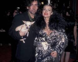 Tim Burton and Lisa Marie during "Mars Attacks!" Los Angeles Premiere at Manns Chinese Theater in Hollywood, California, United States. (Photo by Ron Galella/Ron Galella Collection via Getty Images)